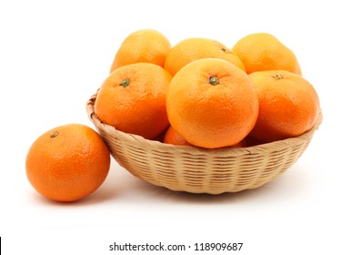 Orange Mandarin Or Tangerine Fruit Isolated On White Background