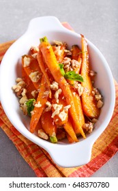 Orange And Maple Glazed Young Carrots With Nuts