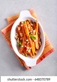 Orange And Maple Glazed Young Carrots With Nuts