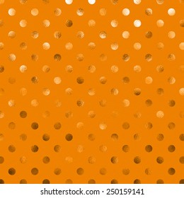 Orange Metallic Foil Polka Dot Pattern Swiss Dots Texture Paper Color Background