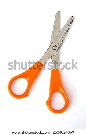 Orange Millimetric Scissors White Background