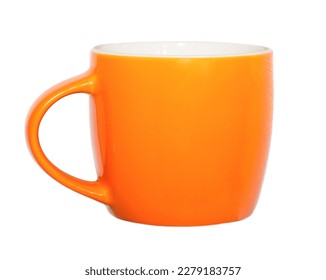 Orange mug for coffee or tea, isolated on white background - Shutterstock ID 2279183757
