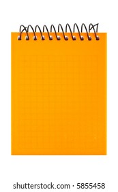 Orange notebook on white background