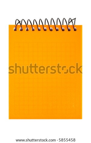 Orange notebook on white background