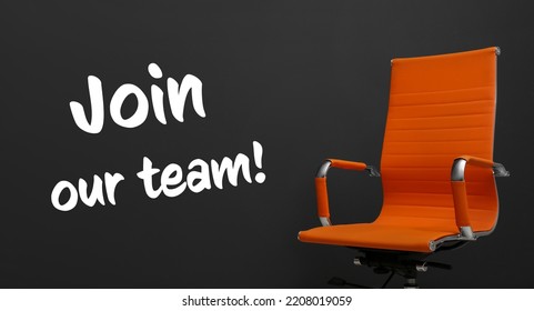 Orange Office Chair And Text JOIN Our Team On Black Background