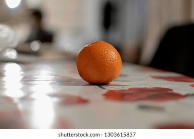 Orange on table