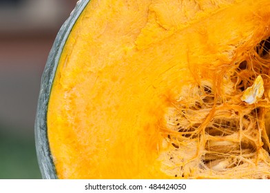 Orange Organic Pumpkin Pulp Close Up