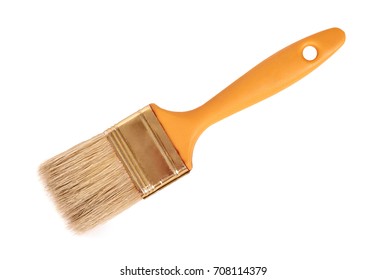 Orange Paint Brush Isolated On White Background