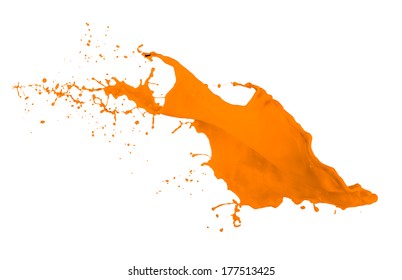 Orange Paint Splash Isolated On White Background