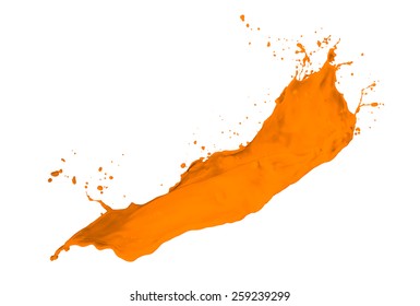 Orange Paint Splash Isolated On White Background