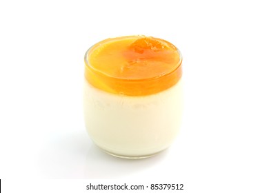 Orange Panna Cotta Isolated In White Background