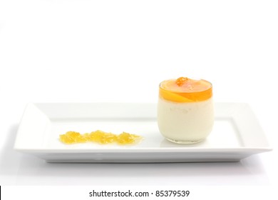 Orange Panna Cotta Isolated In White Background