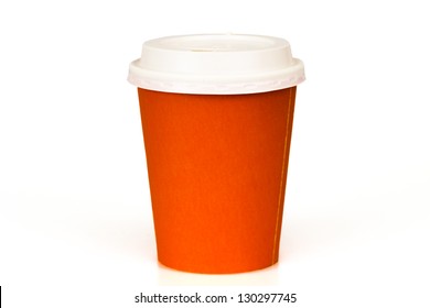 Orange Paper Cup Isolated On White