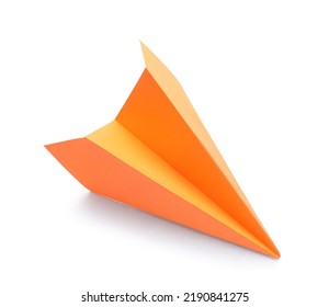 Orange Paper Plane On White Background