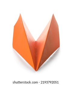 Orange Paper Plane On White Background