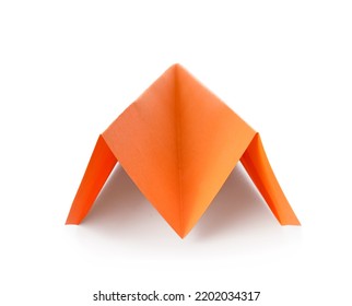 Orange Paper Plane On White Background