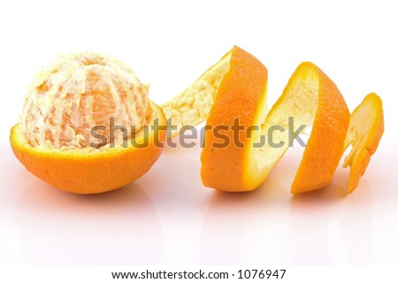 Orange Pealed on white background