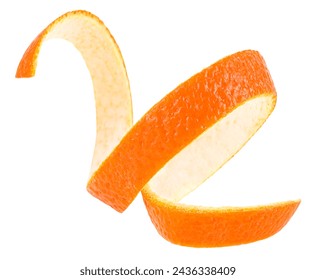 Orange peel in spiral form isolated on a white background. Citron. Cocktail ingredient. - Powered by Shutterstock