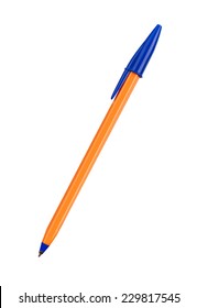 Orange pen isolated on white - Shutterstock ID 229817545