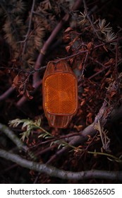 Orange Plastic Bike Reflector In Nature