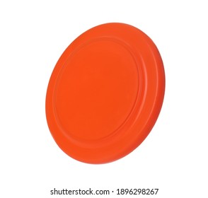 Orange Plastic Frisbee Disk Isolated On White