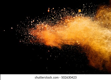 Orange Powder Isolated On Black Background