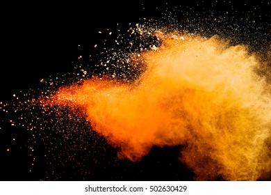 Orange Powder Isolated On Black Background