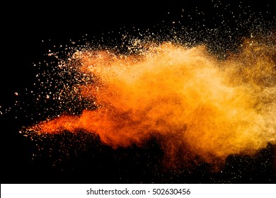 Orange Powder Isolated On Black Background