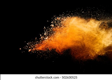 Orange Powder Isolated On Black Background