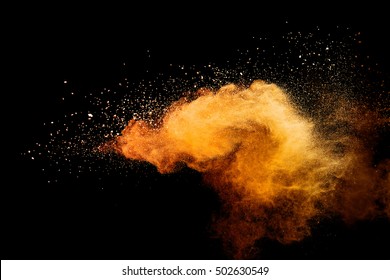 Orange Powder Isolated On Black Background