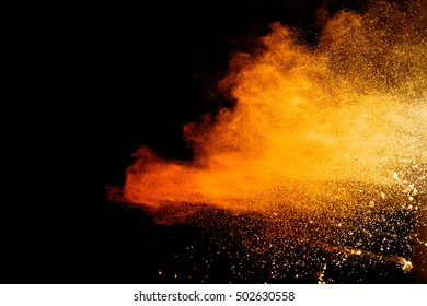 Orange Powder Isolated On Black Background