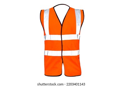 Orange Protective Reflective Vest. Is Isolated On A White Background. Safety. Work Vest. Road Vest.