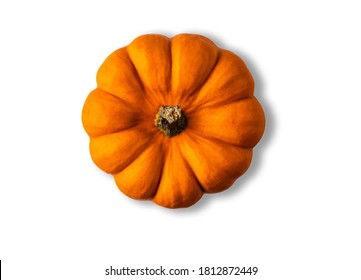 Orange Pumpkin From Above Isolated On White