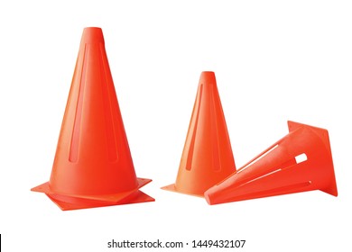 orange p.v.c rubber flexible cones on white background.Fits for Inline Skating, Skateboard,Soccer,Outdoor activities,Traffic, Parking lot ,Football and sport cross training                            