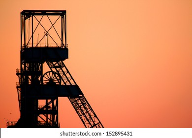 Orange And Red Sunset Of A Mining Shaft, Secunda, South Africa