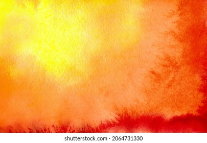 Orange  red yellow watercolor background. Colorful abstract aquarelle background. Hand drawn. Element for design. Copy space.