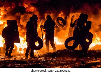 Orange revolution on the Maidan in Kyiv, Ukraine. Street riots and protests. January 2014 - Shutterstock ID 2216000151