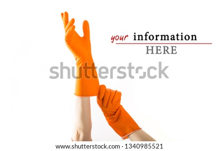 Orange rubber gloves for cleaning