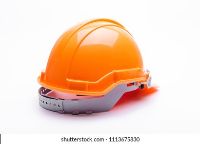 Orange Safety Helmet Construction On White Background