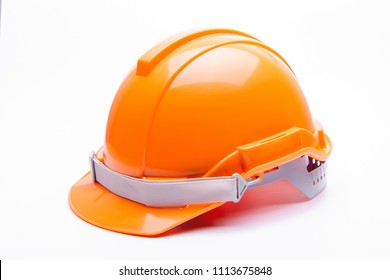 Orange Safety Helmet Construction On White Background