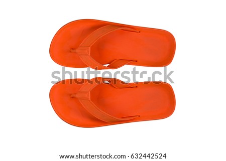 Orange sandals  isolated on white background. Top view