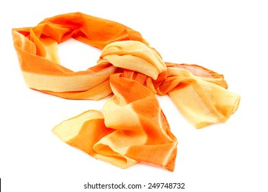 Orange scarf or shawl, isolated on white background.