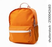 Orange school backpack isolated on white