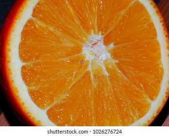 an orange in a section