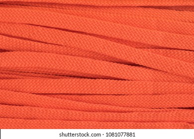 Orange Shoelaces Texture Close-up.