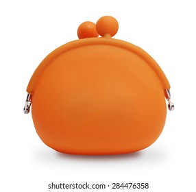 Orange Silicone Coin Purse Isolated Over White