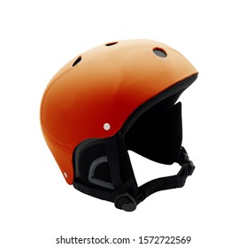 Orange Ski Helmet Isolated On White Background