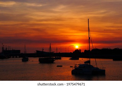 Orange Sky By Sunset At Darwin Waterfront