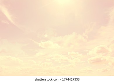 Orange Sky Sunset Clouds Background, Abstract Warm Background Summer Sky Air