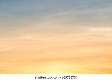 Orange Sky,Amazing Gold Cloud On Sunset, Sunrise In The Morning Sky,majestic Peaceful Nature Bright Background.